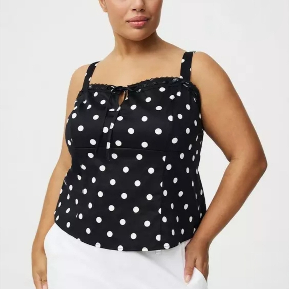 Torrid Sateen Tie-Front Crop Cami with Lace Trim Size 5X NWT